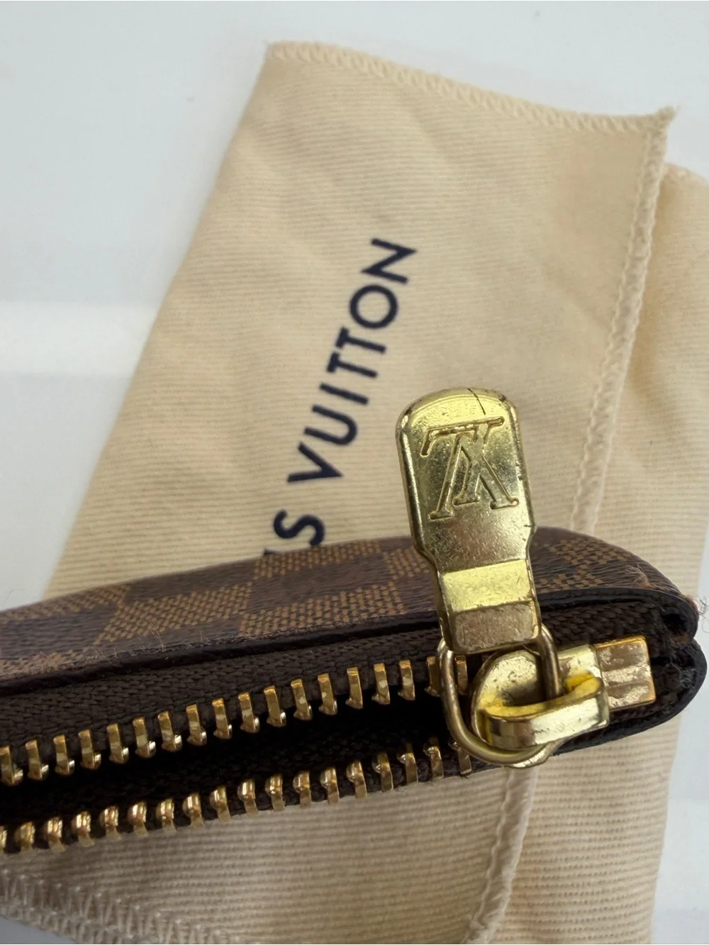 Louis Vuitton Damier Ebene Key Coin Pouch Cles Brown